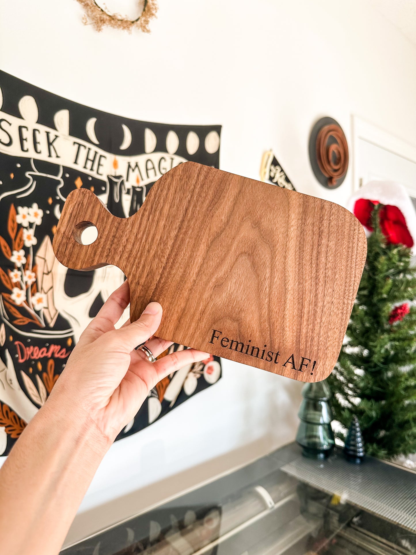 Feminist AF! Walnut Charcuterie for One Board